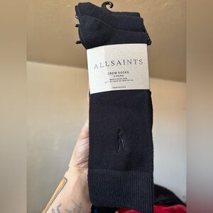 All Saints Classic Black Crew Socks - 3 Pk Men’s size 7-13